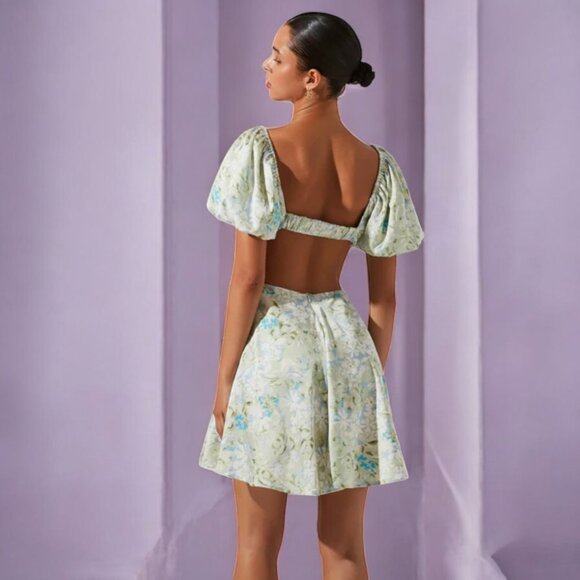 NWT ASTR THE LABEL | CLARITA DRESS | GREEN BLUE FLORAL - Picture 4 of 10